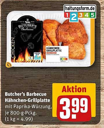 Butcher’s Barbecue Hähnchen-Grillplatte mit Paprika-Würzung, je 800-g-Packung