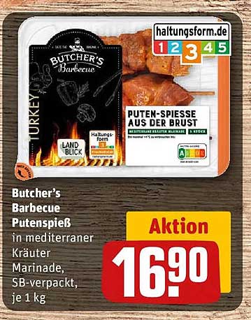 Butcher's Barbecue Putenspieß in mediterraner Kräuter Marinade, SB-verpackt, je 1 kg