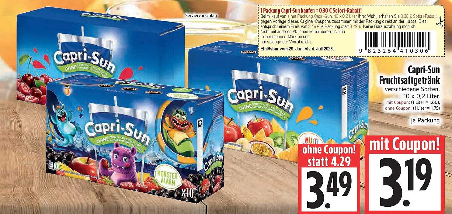 Capri-Sun Fruchtsaftgetränk verschiedene Sorten, 10 x 0,2 Liter,