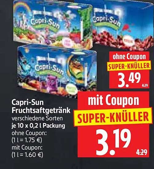 Capri-Sun Fruchtsaftgetränk verschiedene Sorten je 10 x 0,2 l Packung