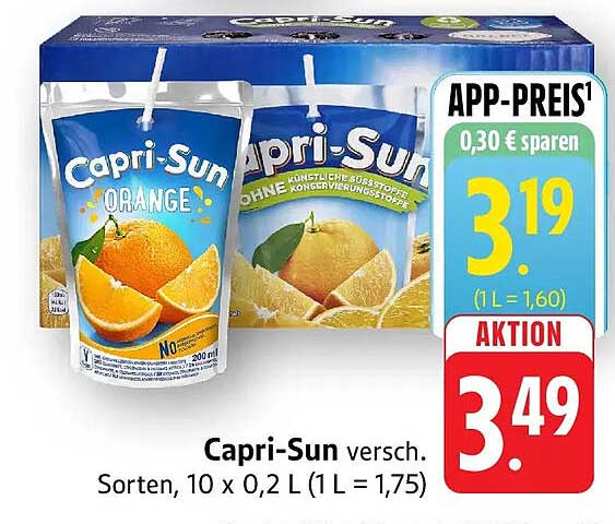 Capri-Sun versch. Sorten, 10 x 0,2 L (1 L = 1,75)