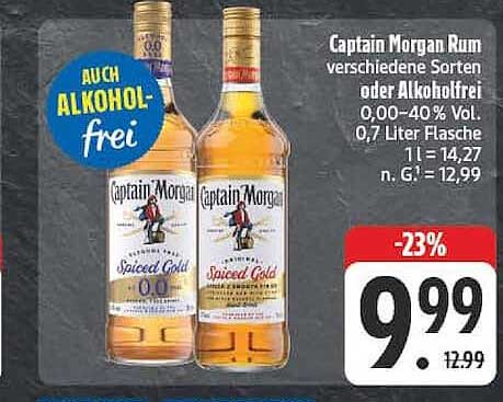 Captain Morgan Rum verschiedene Sorten oder Alkoholfrei 0,00–40 % Vol. 0,7 Liter Flasche