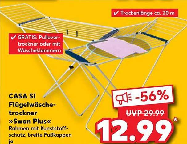 CASA SI Flügelwäschetrockner »Swan Plus« Rahmen mit Kunststoffschutz, breite Fußkappen