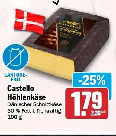 Castello Höhlenkäse Dänischer Schnittkäse 50 % Fett i. Tr., kräftig 100 g