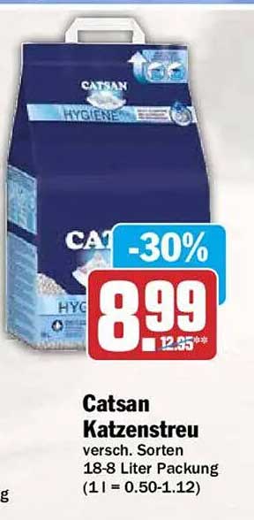 Catsan Katzenstreu versch. Sorten 18-8 Liter Packung (1 l = 0.50-1.12)