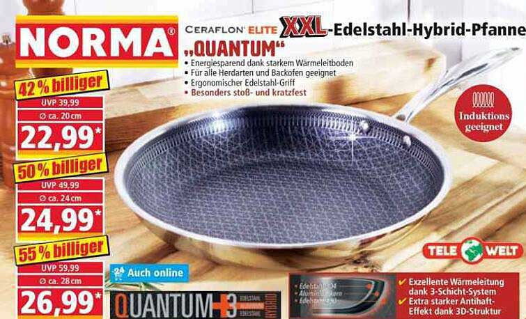 CERAFLON ELITE XXL-Edelstahl-Hybrid-Pfanne „QUANTUM“