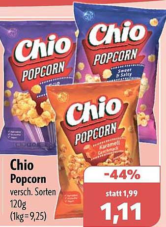 Chio Popcorn versch. Sorten 120g (1kg=9,25)
