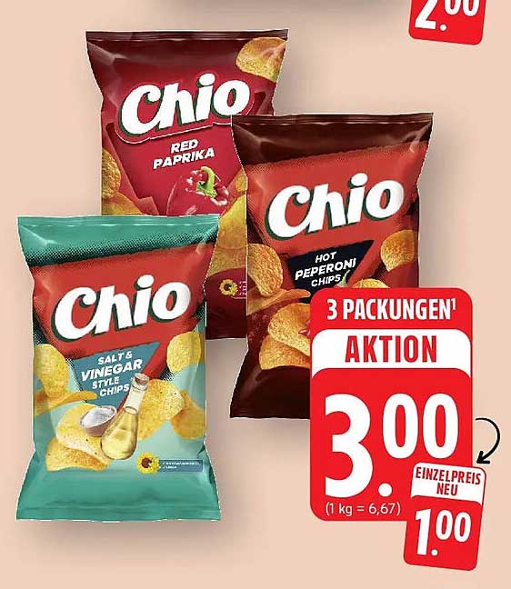 Chio Red Paprika, Hot Peperoni Chips oder Salt & Vinegar Style Chips