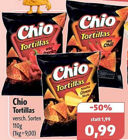 Chio Tortillas versch. Sorten 110g (1kg = 9,00)