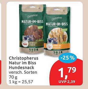 Christopherus Natur im Biss Hundesnack versch. Sorten 70 g