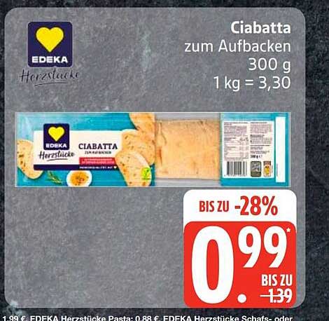 Ciabatta zum Aufbacken 300 g 1 kg = 3,30
