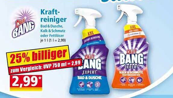 Cillit BANG Kraftreiniger Bad & Dusche, Kalk & Schmutz oder Fettlöser je 1 l