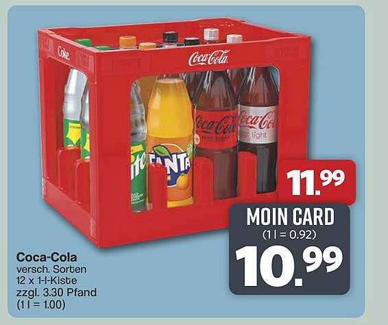 Coca-Cola versch. Sorten 12 x 1-l-Kiste zzgl. 3.30 Pfand (1 l = 1.00)