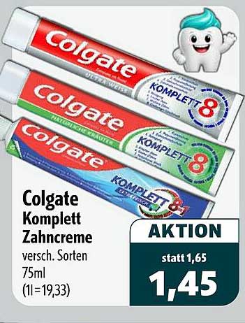 Colgate Komplett Zahncreme versch. Sorten 75ml (1l=19,33)