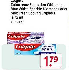 Colgate Zahncreme Sensation White oder Max White Sparkle Diamonds oder Max Fresh Cooling Crystals je 75 ml