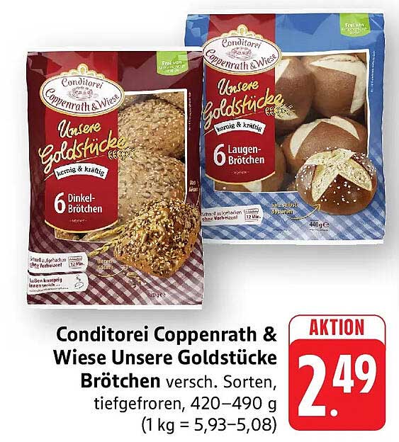 Conditorei Coppenrath & Wiese Unsere Goldstücke Brötchen versch. Sorten, tiefgefroren, 420–490 g (1 kg = 5,93–5,08)