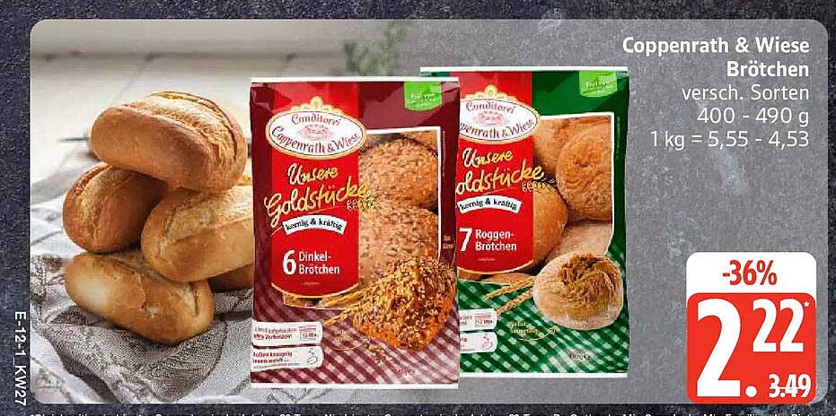 Coppenrath & Wiese Brötchen versch. Sorten 400 - 490 g 1 kg = 5,55 - 4,53