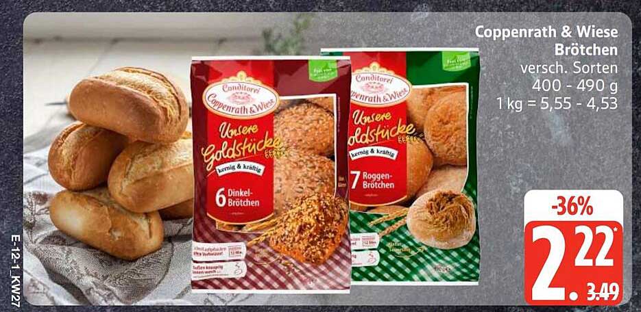 Coppenrath & Wiese Brötchen versch. Sorten 400 - 490 g 1 kg = 5,55 - 4,53