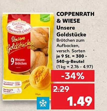 COPPENRATH & WIESE Unsere Goldstücke Brötchen zum Aufbacken, versch. Sorten je 9 St. = 300 - 540 g-Beutel (1 kg = 2.76 - 4.97)