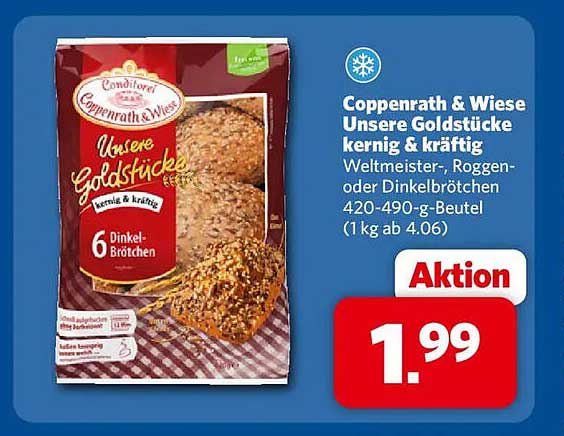 Coppenrath & Wiese Unsere Goldstücke kernig & kräftig Weltmeister-, Roggen- oder Dinkelbrötchen 420-490-g-Beutel (1 kg ab 4.06)