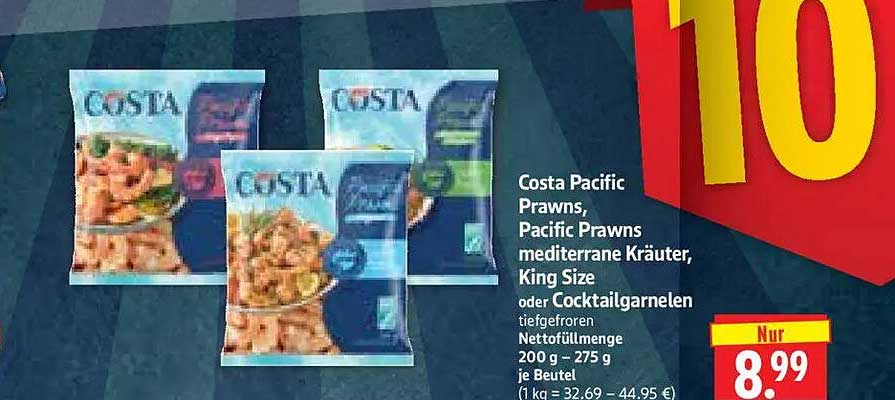 Costa Pacific Prawns, Pacific Prawns mediterrane Kräuter, King Size oder Cocktaigarnelen