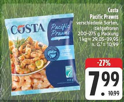 Costa Pacific Prawns verschiedene Sorten, tiefgefroren 200–275 g Packung