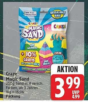 Craze Magic Sand 250g Sand in 4 versch. Farben, ab 3 Jahren 1 kg = 15.96 Verpackung