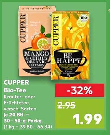 CUPPER Bio-Tee Kräuter- oder Früchtetee, versch. Sorten je 20 Btl. = 30 - 50-g-Packg. (1 kg = 39.80 - 66.34)
