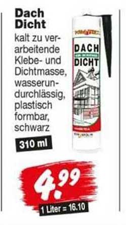 Dach Dicht kalt zu verarbeitende Klebe- und Dichtmasse, wasserdurchlässig, plastisch formbar, schwarz 310 ml