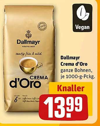 Dallmayr Crema d’Oro ganze Bohnen, je 1000-g-Pckg.