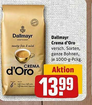 Dallmayr Crema d’Oro versch. Sorten, ganze Bohnen, je 1000-g-Packung