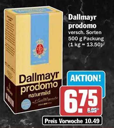 Dallmayr prodomo versch. Sorten 500 g Packung (1 kg = 13.50)