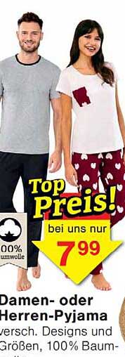 Damen- oder Herren-Pyjama