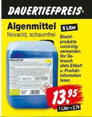 DAUERTIEFPREIS - Algemittel Novacid, schaumfrei 5 Liter