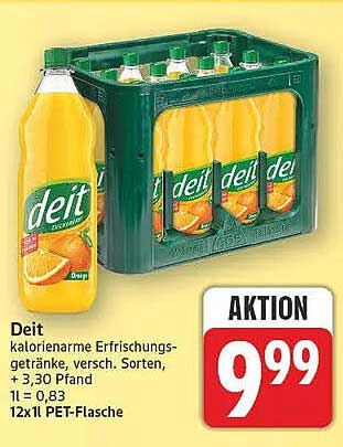 Deit kalorienarme Erfrischungsgetränke, versch. Sorten, + 3,30 Pfand 1 l = 0,83 12x1 l PET-Flasche