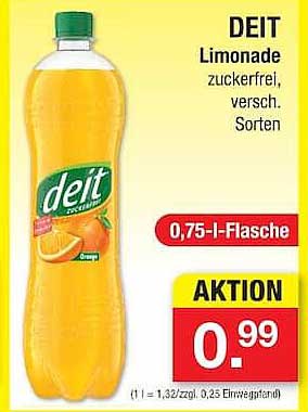 DEIT Limonade zuckerfrei, versch. Sorten 0,75-l-Flasche AKTION