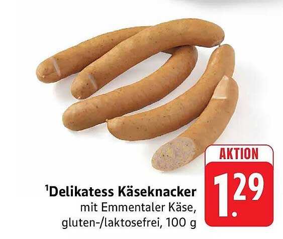 Delikatess Käseknacker mit Emmentaler Käse, gluten-/laktosefrei, 100 g