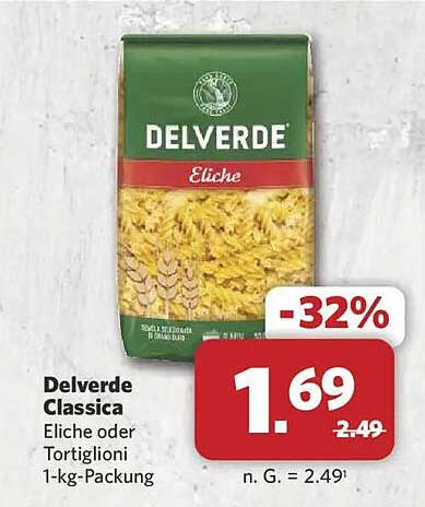 Delverde Classica Eliche oder Tortiglioni 1-kg-Packung