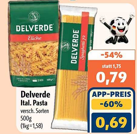 Delverde Ital. Pasta versch. Sorten 500g (1kg=1,58)