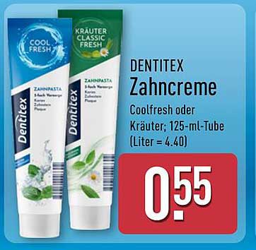 DENTITEX Zahncreme Coolfresh oder Kräuter; 125-ml-Tube (Liter = 4,40)