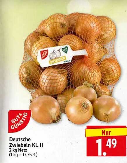 Deutsche Zwiebeln Kl. II 2 kg Netz