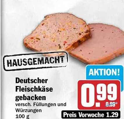 Deutscher Fleischkäse gebacken versch. Füllungen und Würzungen 100 g