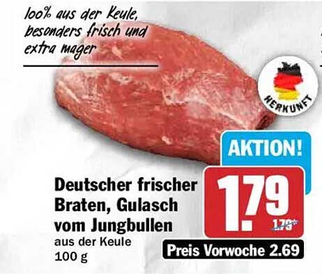 Deutscher frischer Braten, Gulasch vom Jungbullen