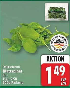 Deutschland Blattspinat Kl. 1 500g Packung