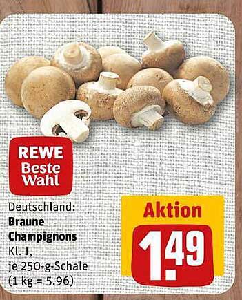Deutschland: Braune Champignons KI., 1 je 250-g-Schale (1 kg = 5.96)