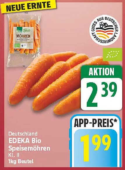 Deutschland EDEKA Bio Speisemöhren Kl. II 1kg Beutel