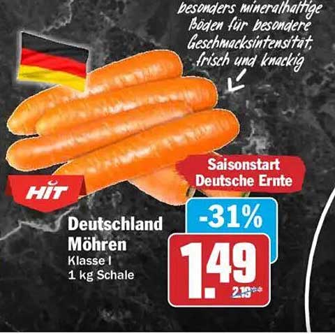 Deutschland Möhren Klasse I 1 kg Schale