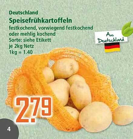 Deutschland Speisefrühkartoffeln