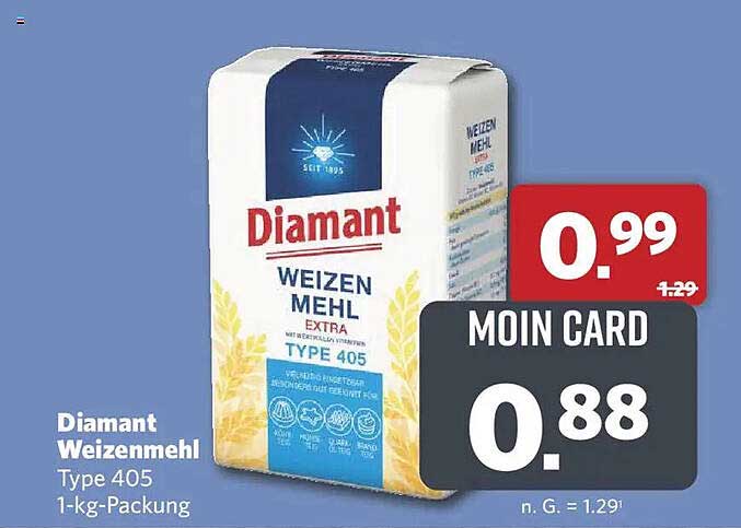 Diamant Weizenmehl Type 405 1-kg-Packung