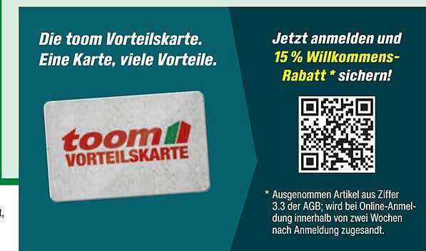 Die toom Vorteilskarte. Eine Karte, viele Vorteile.
